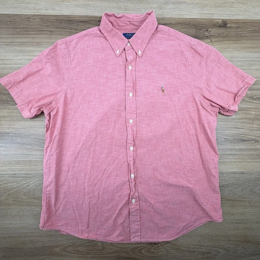 Ralph Lauren Shirt XL Classic Fit Red‎ Check Short Sleeve Button Down Pony
